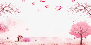 春天樱花樱花树花瓣免抠手绘/卡通手绘元素