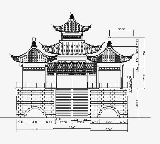 五亭桥五个亭子的立面图免抠