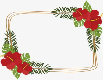 手绘线条花朵边框免抠