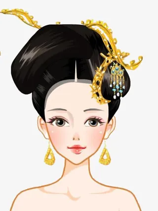 古风人物女性发型头饰PNG免抠