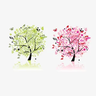 蝴蝶树木矢量免抠