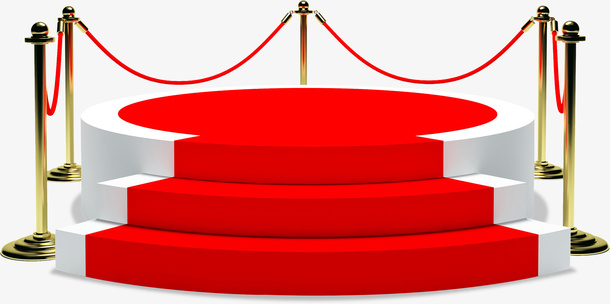 年终庆典红色领奖讲台圆台展示台免抠