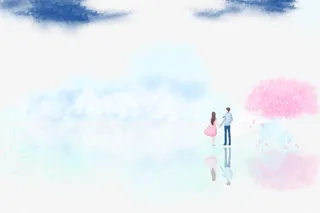 春天手绘人物樱花装饰元素免抠