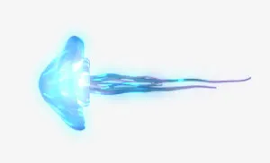 蓝色光效水母免抠