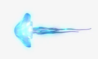 蓝色光效水母免抠