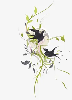 绿色柳条小燕子免抠