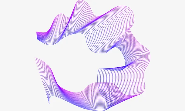紫色科技线条流线体免抠