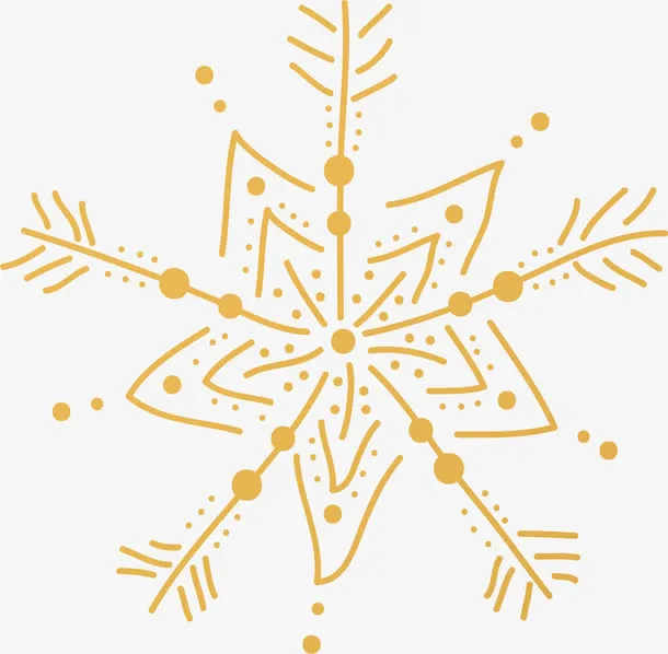 黄色线条雪花免抠