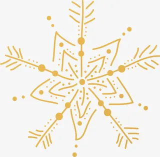 黄色线条雪花免抠