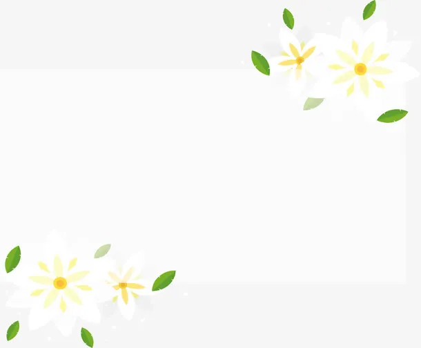 白色茉莉标题框免抠