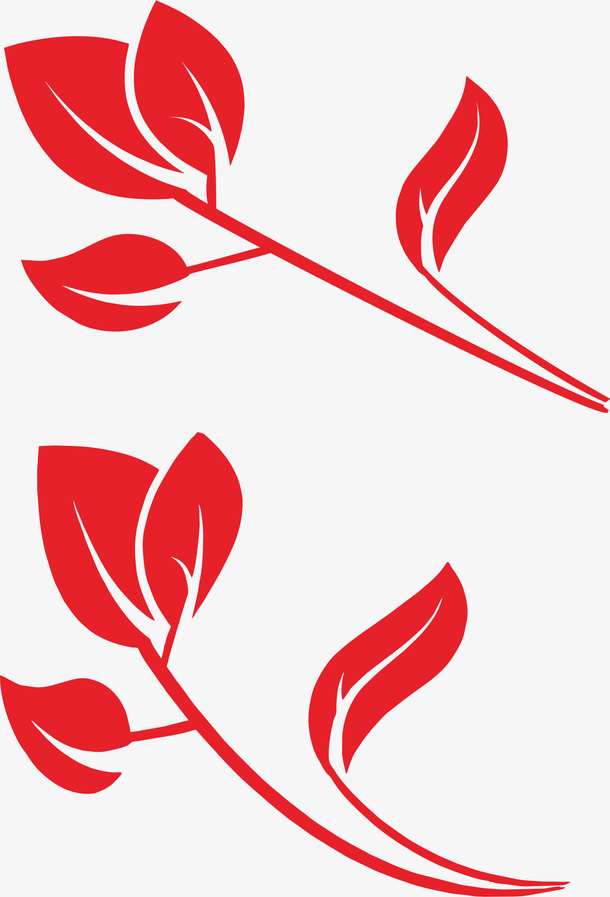 矢量叶枝简约图免抠
