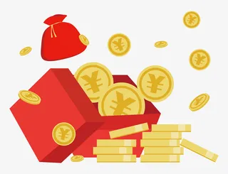 钱币飞舞金币礼盒免抠