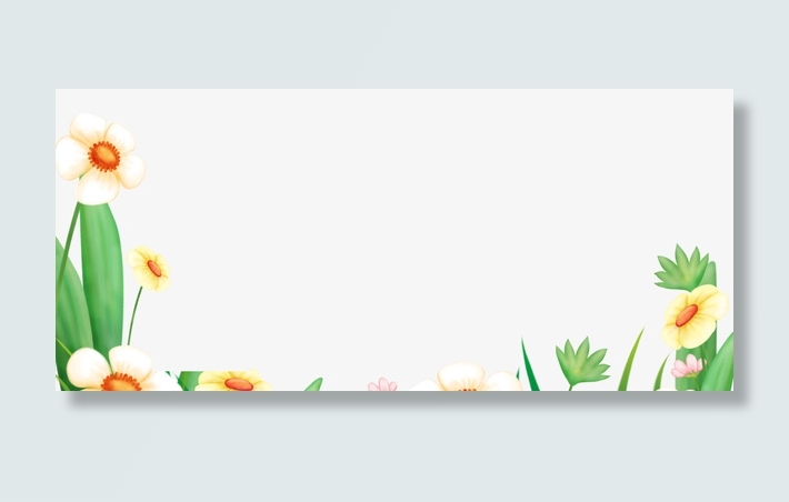 卡通花草边框纹理免抠