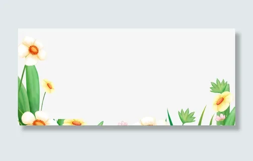 卡通花草边框纹理免抠