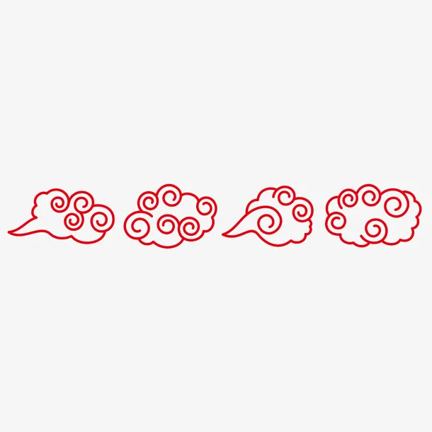 云朵线描PNG素材免抠