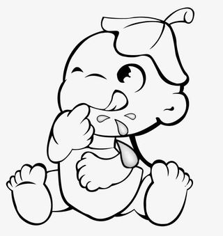 荷叶小男孩流口水简笔画免抠