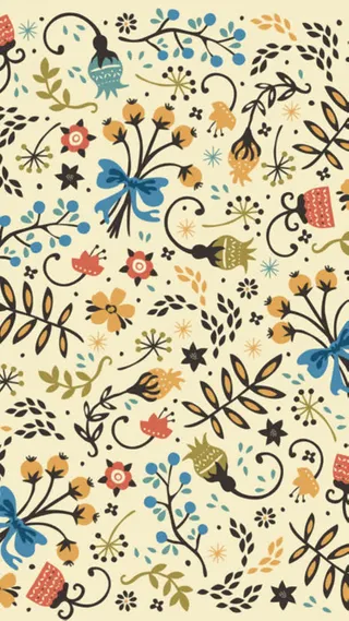 手绘怀旧碎花绿叶免抠