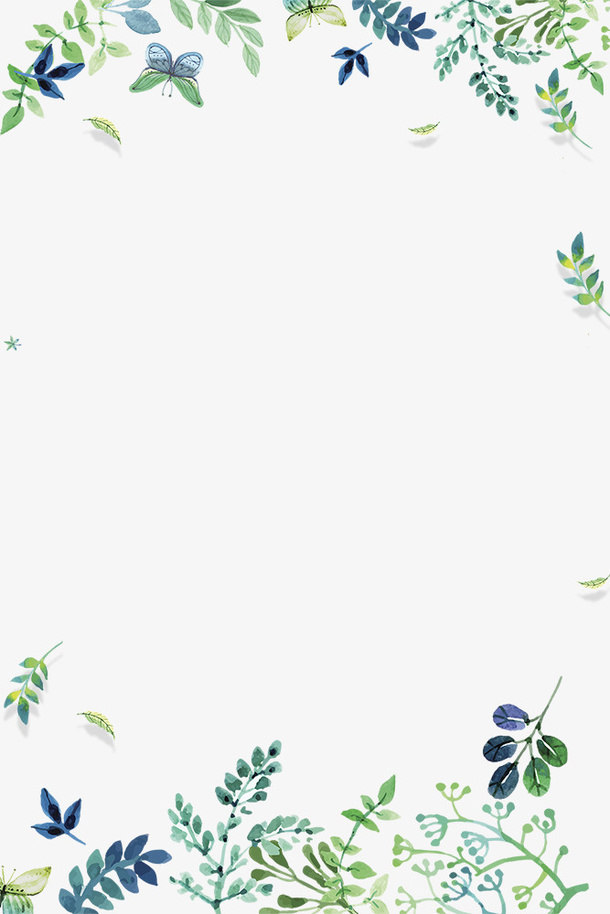 手绘画树叶草装饰边框免抠