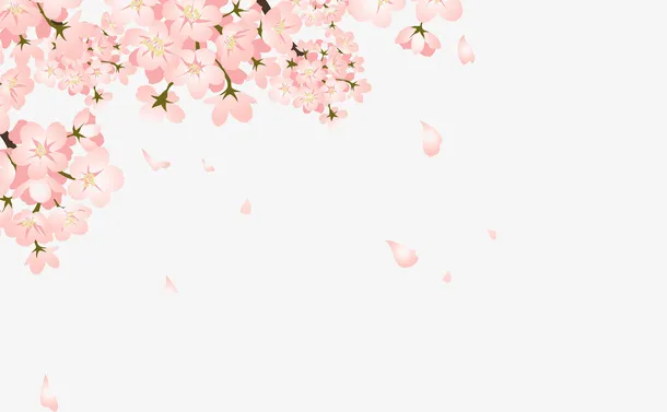 粉色桃花枝杈落花免抠