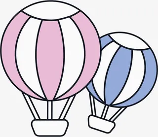 手绘热气球免抠