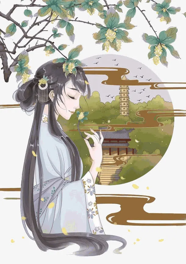 桂花下的思乡女免抠