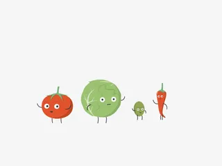 卡通蔬菜西红柿辣椒卷心菜跳舞免抠