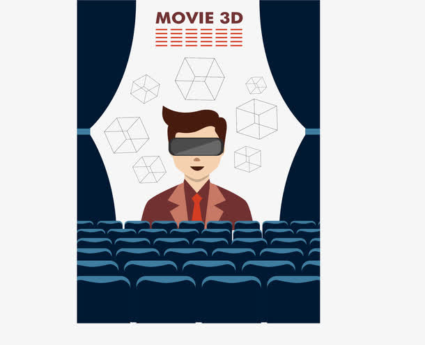 观看3D电影免抠