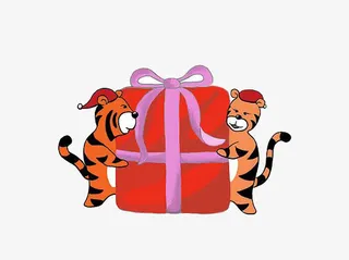 卡通老虎礼包素材免抠