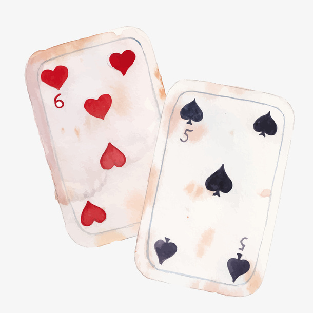手绘水彩扑克牌免抠图免抠
