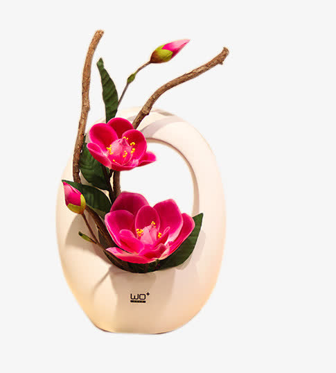 仿真花假花玉兰陶瓷花瓶花艺免抠