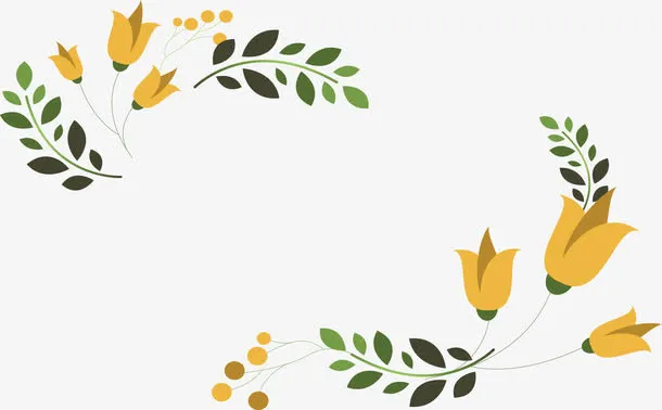 春天黄色花朵边框免抠