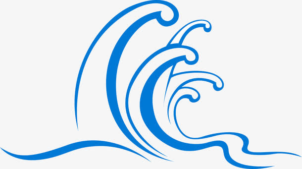 蓝色水浪图免抠