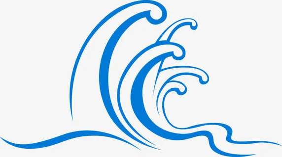 蓝色水浪图免抠