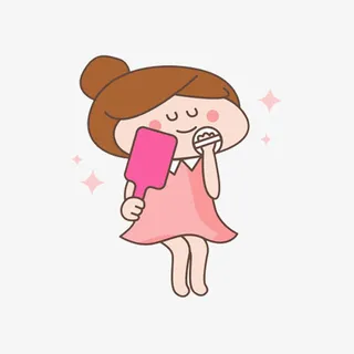 手绘化妆的女孩免抠图免抠