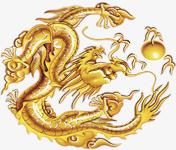 中国风黄色龙纹底纹免抠