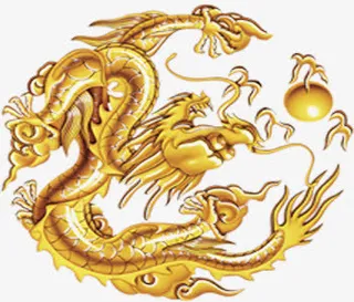 中国风黄色龙纹底纹免抠