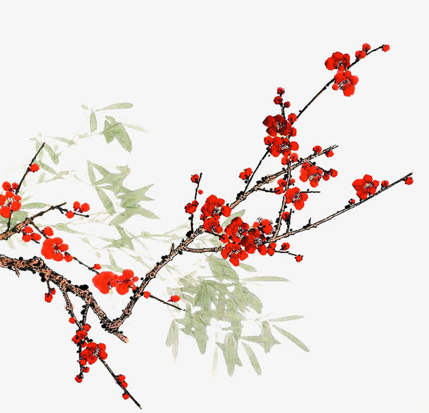 古代手绘梅花艺术免抠