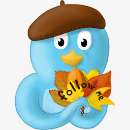 秋天落叶follow me小鸟免抠