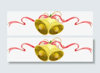 黄色铃铛红色丝带免抠