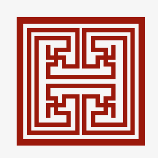 深红古风格子免抠