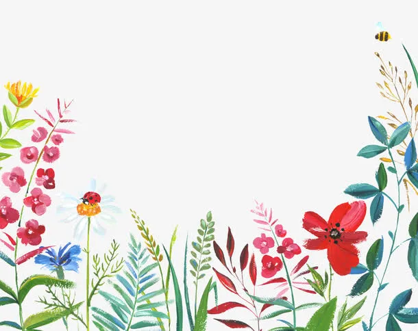 水彩植物边框免抠