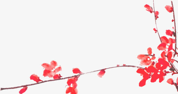 桃花水墨中国风海报免抠