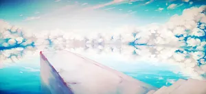 手绘质感海边云团背景高清