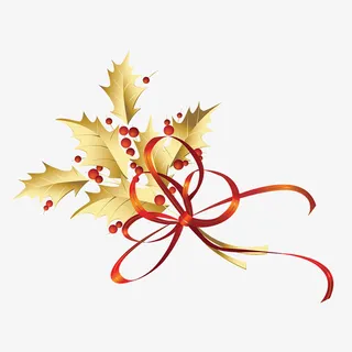 圣诞节金色植物装饰免抠