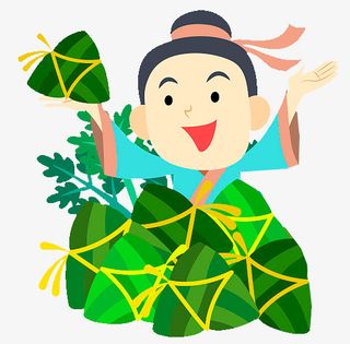 卡通人物插图端午节传统人物包粽免抠