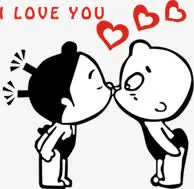 卡通接吻小娃娃免抠