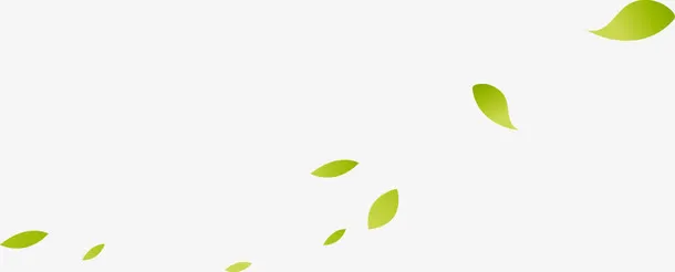 手绘春季绿色渐变漂浮树叶免抠