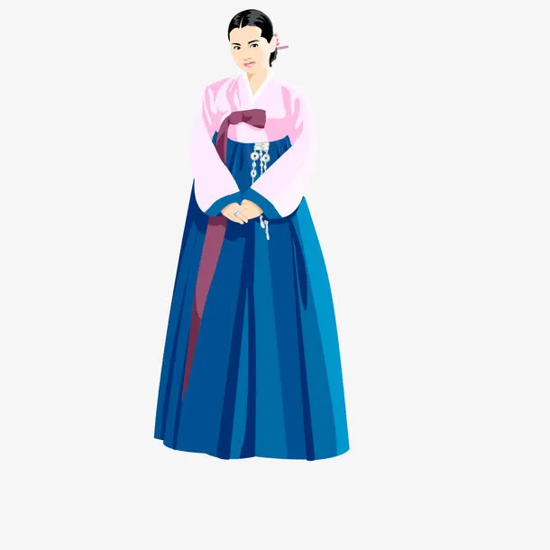 蓝色韩风民族装饰免抠