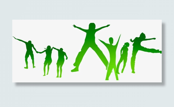 绿色创意春天人物剪影免抠