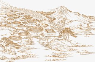 客家围龙屋简笔画免抠